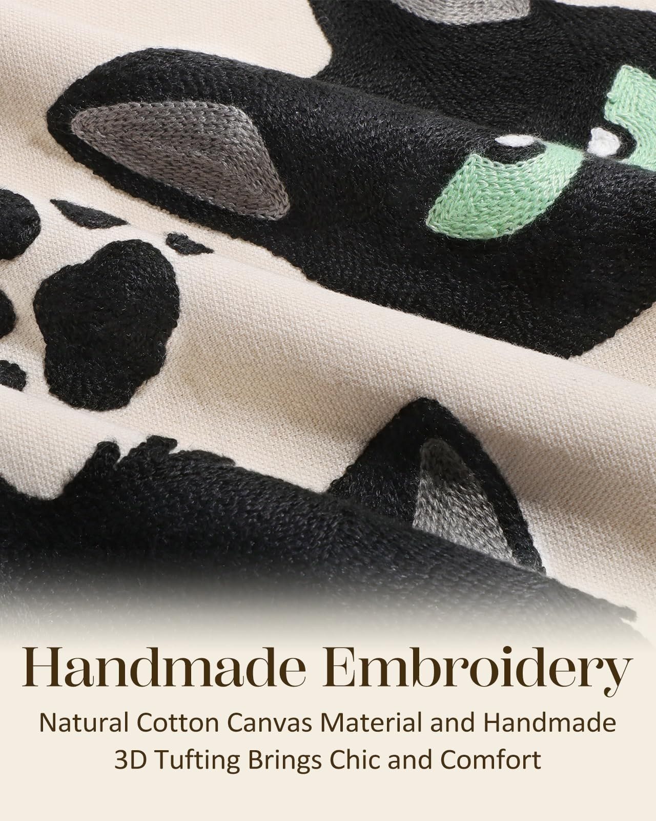 Cat Bone Embroidered Lumbar Pillow Cover styled in a room