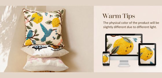 Close-up care guide for embroidered pillow covers